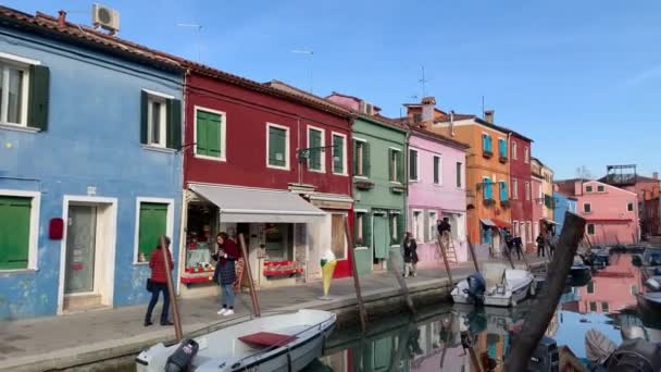 Burano Italia Enero 2020 Casas Coloridas Isla Burano Italia Isla — Vídeo de stock