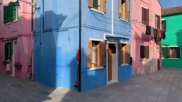 Burano Itália Janeiro 2020 Casas Coloridas Ilha Burano Itália Ilha — Vídeo de Stock