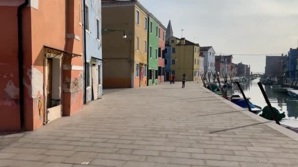 Burano Itália Janeiro 2020 Casas Coloridas Ilha Burano Itália Ilha — Vídeo de Stock