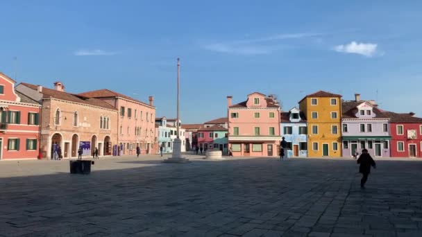 Burano Italien Januar 2020 Bunte Häuser Auf Der Insel Burano — Stockvideo
