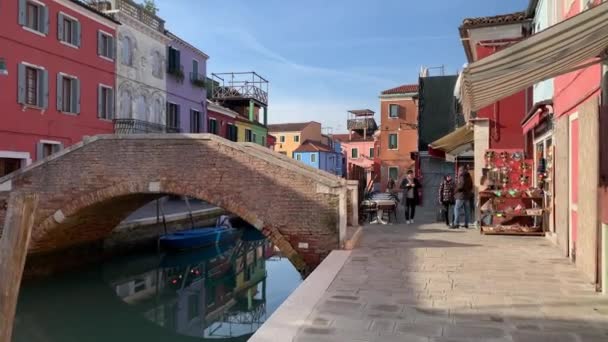 Burano Włochy Stycznia 2020 Kolorowe Domy Wyspie Burano Włoszech Wyspa — Wideo stockowe