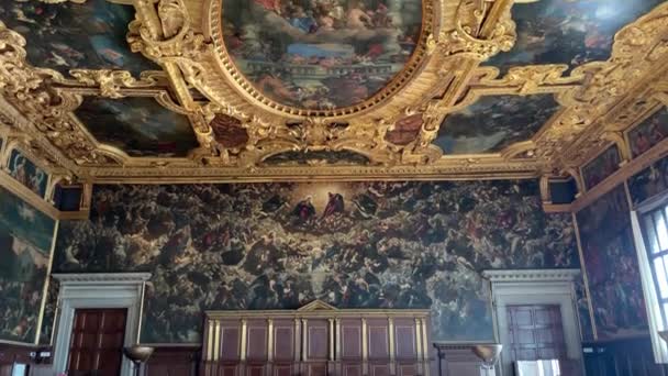 Wenecja Włochy Stycznia 2020 Wnętrze Pałacu Dożów Palazzo Ducale Plac — Wideo stockowe