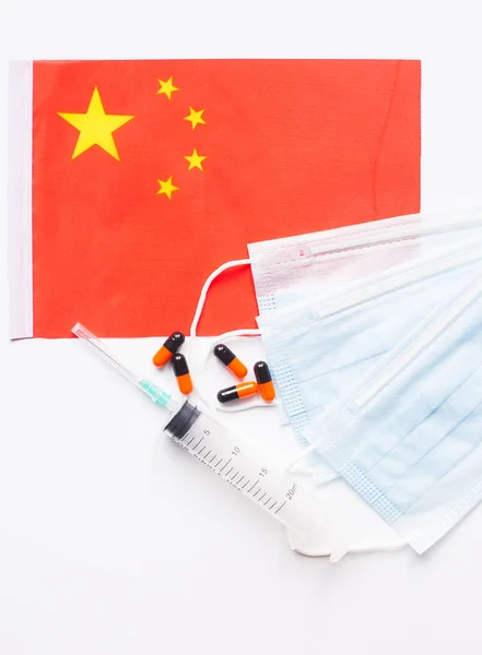 China Gesundheitskonzept. Grippeausbruch und Coronavirus oder Coronaviren Grippe. — Stockfoto