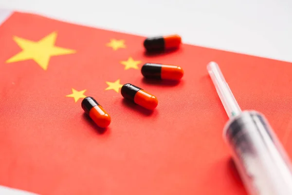 China Gesundheitskonzept. Grippeausbruch und Coronavirus oder Coronaviren Grippe. — Stockfoto