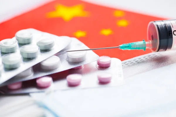 China Gesundheitskonzept. Grippeausbruch und Coronavirus oder Coronaviren Grippe. — Stockfoto