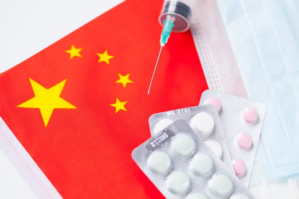 China Gesundheitskonzept. Grippeausbruch und Coronavirus oder Coronaviren Grippe. — Stockfoto