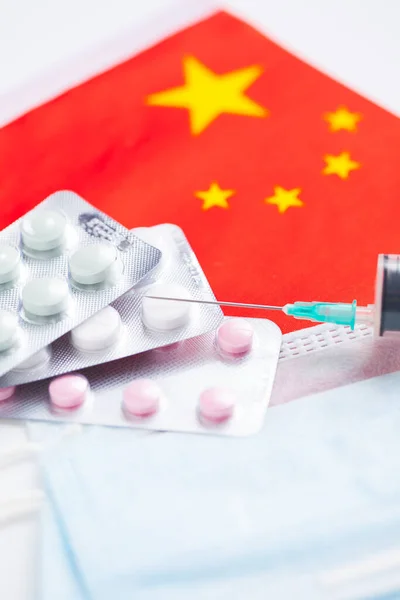 China Gesundheitskonzept. Grippeausbruch und Coronavirus oder Coronaviren Grippe. — Stockfoto