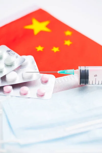 China Gesundheitskonzept. Grippeausbruch und Coronavirus oder Coronaviren Grippe. — Stockfoto