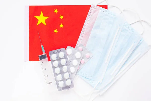 China Gesundheitskonzept. Grippeausbruch und Coronavirus oder Coronaviren Grippe. — Stockfoto