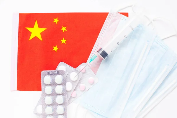 China Gesundheitskonzept. Grippeausbruch und Coronavirus oder Coronaviren Grippe. — Stockfoto