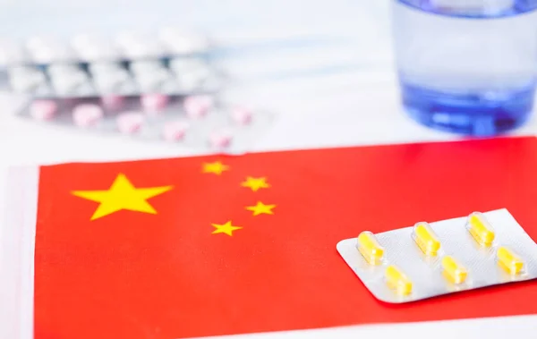 China Gesundheitskonzept. Grippeausbruch und Coronavirus oder Coronaviren Grippe. — Stockfoto