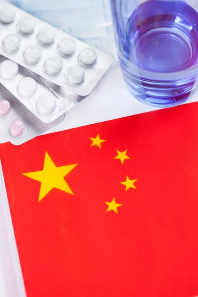 China Gesundheitskonzept. Grippewelle und Coronavirus oder Coron — Stockfoto