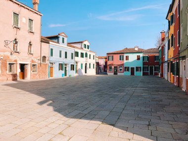 BURANO, ITALY - JANUARY 20, 2020: Colorful houses on the island 