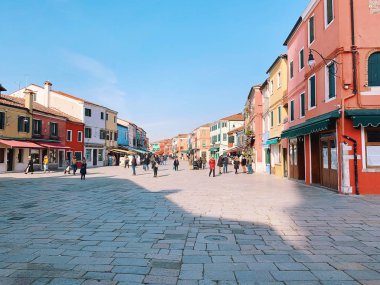 BURANO, ITALY - JANUARY 20, 2020: Colorful houses on the island 
