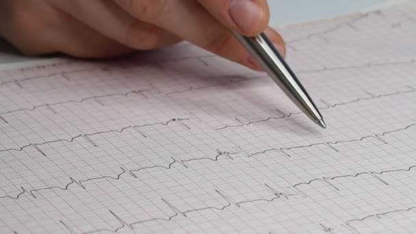 Cardiologue Examine Cardiogramme Prescrit Ordonnance Pharmacie Fennedoscope Stéthoscope Cardiogramme Concept — Video