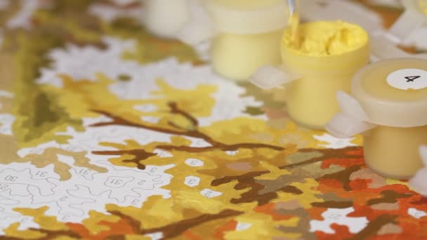 Coloriage Par Chiffres Avec Peintures Acryliques Avec Pinceau Peinture Avec — Video