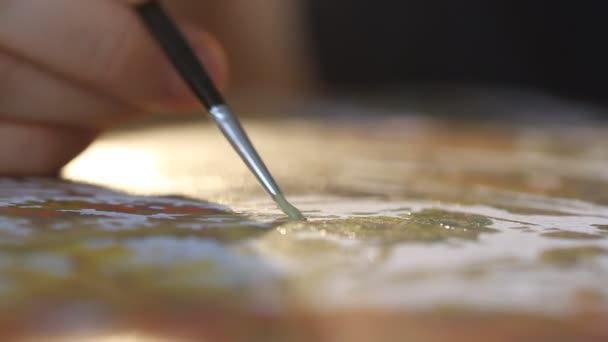 수자에 아크릴 페인트 붓으로칠 페인트 아크릴 페인트 — 비디오