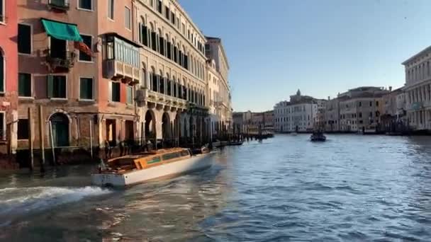 Venetië Italië Januari 2020 Boten Venetië Grand Canal Italië Winterreizen — Stockvideo