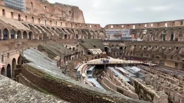 Rome Italien Januari 2020 Timelapse View Det Inre Colosseum Regnig — Stockvideo