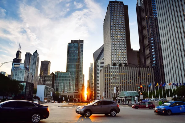 Chicago Usa September 2019 Cityscape Bild Chicago Centrum Vid Solnedgången — Stockfoto