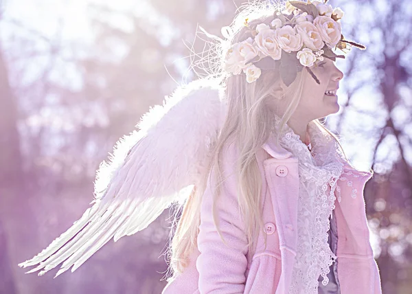 Beautiful angel girl outside — Stock Photo, Image