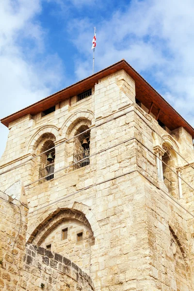 Kathedraal van de Heilige Grafkerk bij zonsondergang, Jeruzalem — Stockfoto