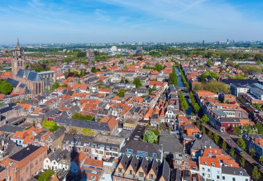 Delft, Hollanda evlerin çatıları görünümünü
