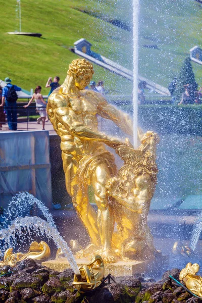 SAN PETERSBURG, RUSIA - 27 de julio de 2014: Los turistas caminan junto a — Foto de Stock