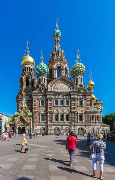 Saint Petersburg, Federacja Rosyjska - 26 lipca 2014: Turyści pieszo w fron — Zdjęcie stockowe