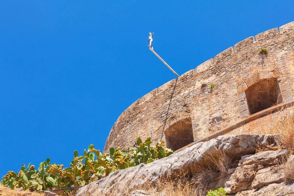 Ostrov Spinalonga s středověké pevnosti, Kréta — Stock fotografie