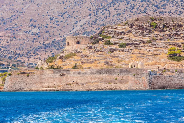 Isla Spinalonga con Fortaleza Medieval, Creta — Foto de Stock