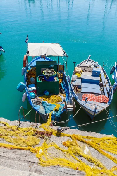 Vintage balıkçı tekneleri Kandiye defne, Crete — Stok fotoğraf