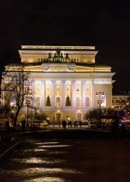 The Alexandrinsky Theatre or at night, Saint Petersburg — Stock Photo, Image