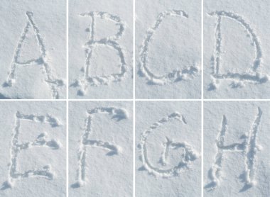 İngilizce alfabesi ile kar - yazı seti