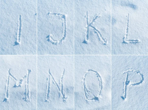 Alfabeto inglês na neve - conjunto de fontes — Fotografia de Stock