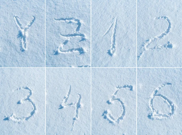 Englisches Alphabet im Schnee - Schriftset — Stockfoto