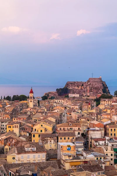 Luchtfoto van nieuwe vesting kerkyra, eiland corfu, Griekenland — Stockfoto