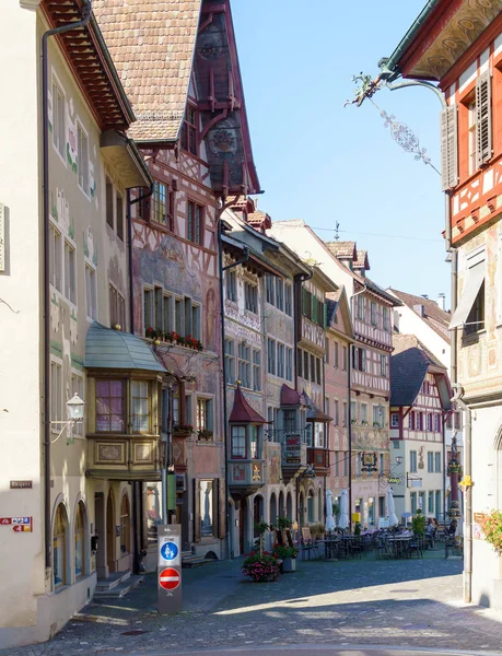 Stein am Rhein, Switzerland - October 16, 2017: Streets of city — Stock Photo, Image