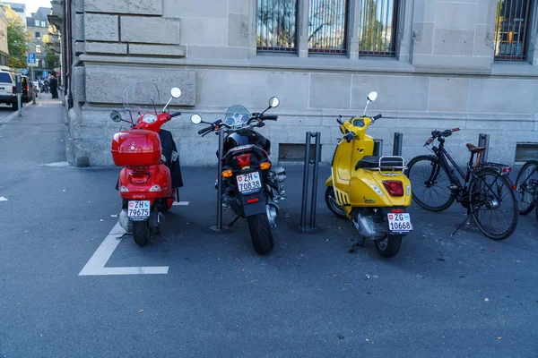 Zurich, Switzerland - October 16, 2017:Motorcycles, motor scoote Royalty Free Stock Images