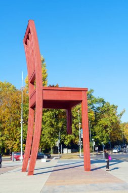 Geneva, İsviçre - 18 Ekim 2017: Modern heykel 