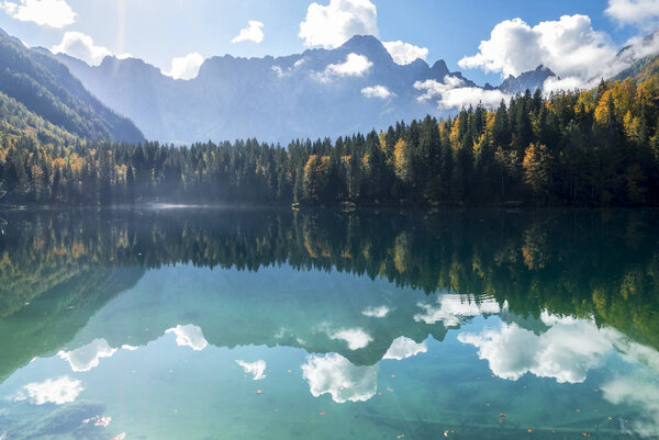 Beautiful mountain lake in autumn