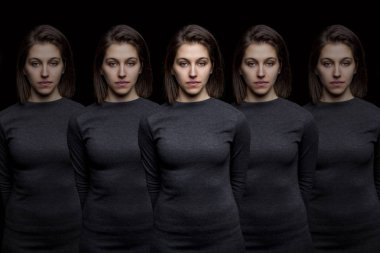 women clones standing in row clipart
