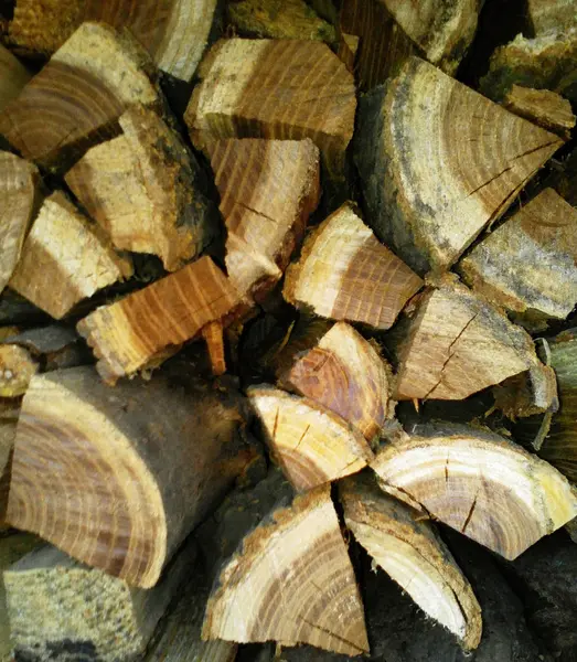 Arka plan ağaç bir şömine için bir duvar tarafından birleştirilir. Ahşap günlükleri kahverengi ve eski bir ağaç parçaları