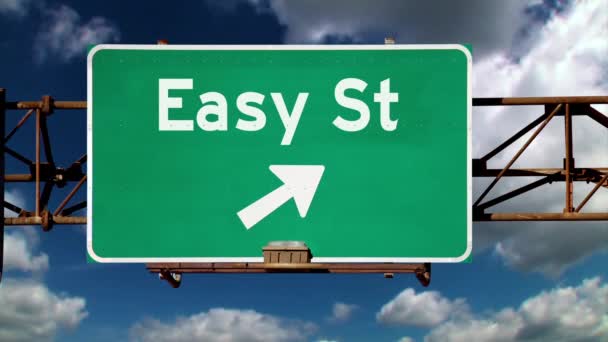 Easy Street Road Sign Concepto de fondo — Vídeo de stock