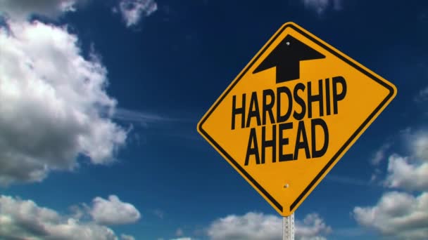 Hardship Ahead Road Sign Concept (em inglês) — Vídeo de Stock