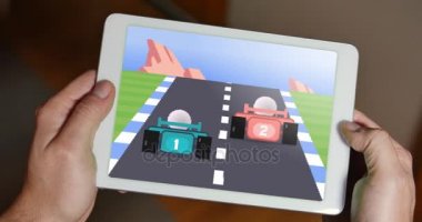 Adam çalış Retro 8-Bit yarış Video oyunu Tablet PC