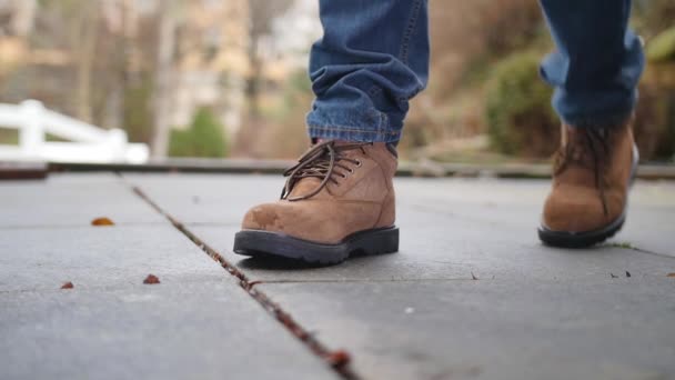 Slow Motion Man Dropping Lead Pipe on Toes — Stock Video