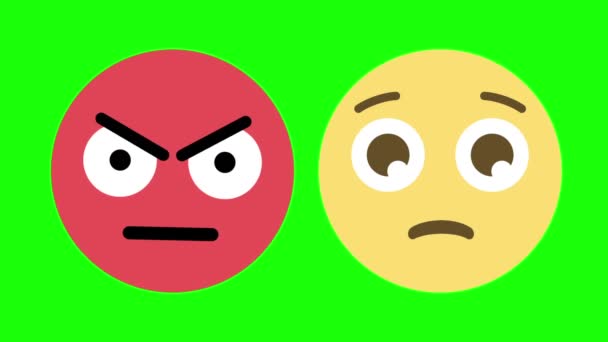 Dva emotikony pro Mad a smutné emoce — Stock video