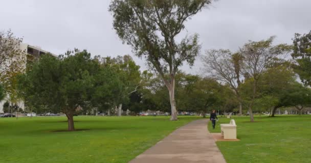 Пасмурная съемка Бальбоа-парка в Сан-Диего — стоковое видео