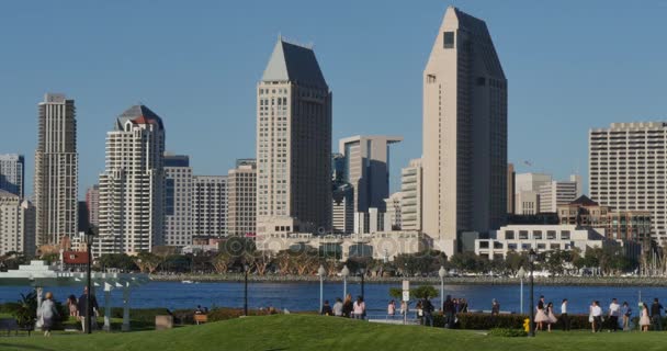 Picturesque View of San Diego Skyline from Centennial Park on Coronado Island — Stock Video
